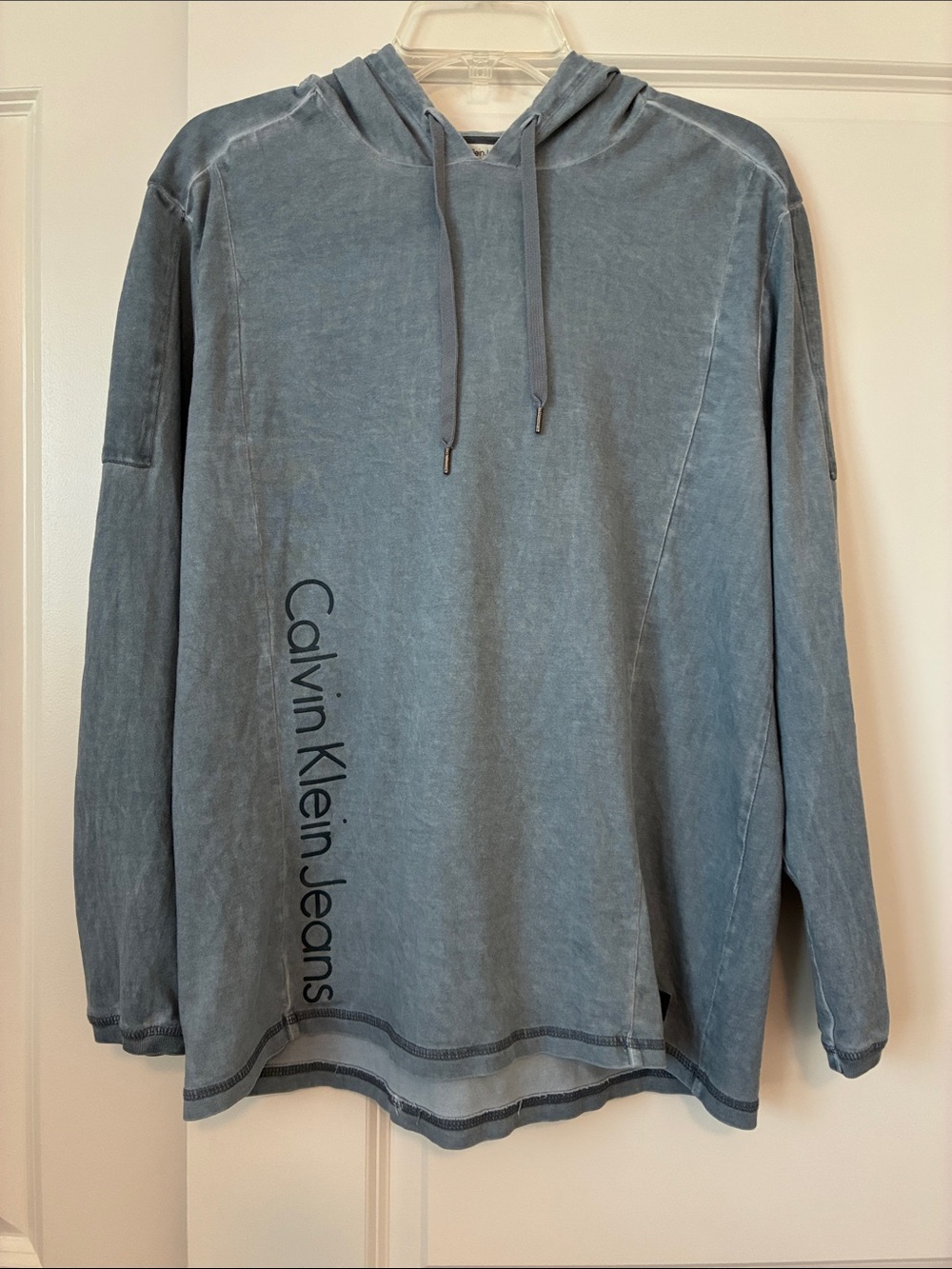 Calvin Klein Jeans Washed Slate Blue Long-Sleeve Hoodie
